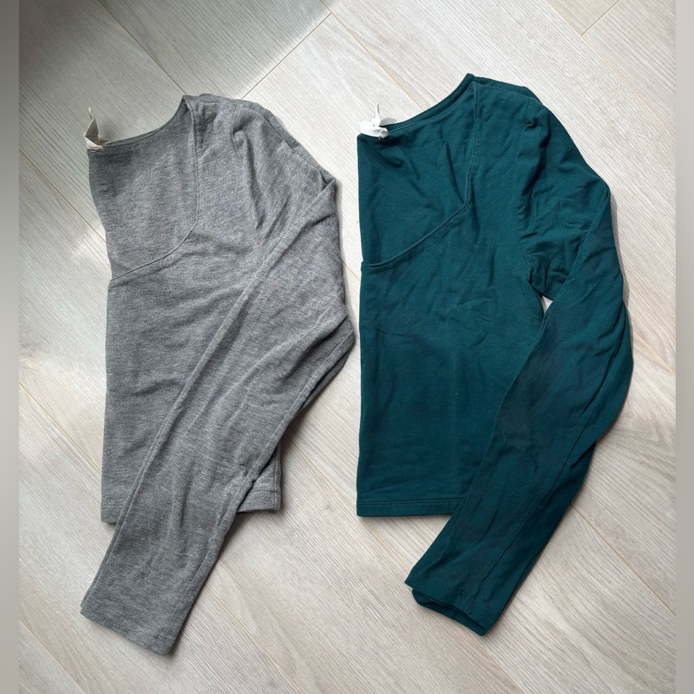 3/$25 FOREVER 21 | 2 Long Sleeve Crop Tops - Teal & Grey